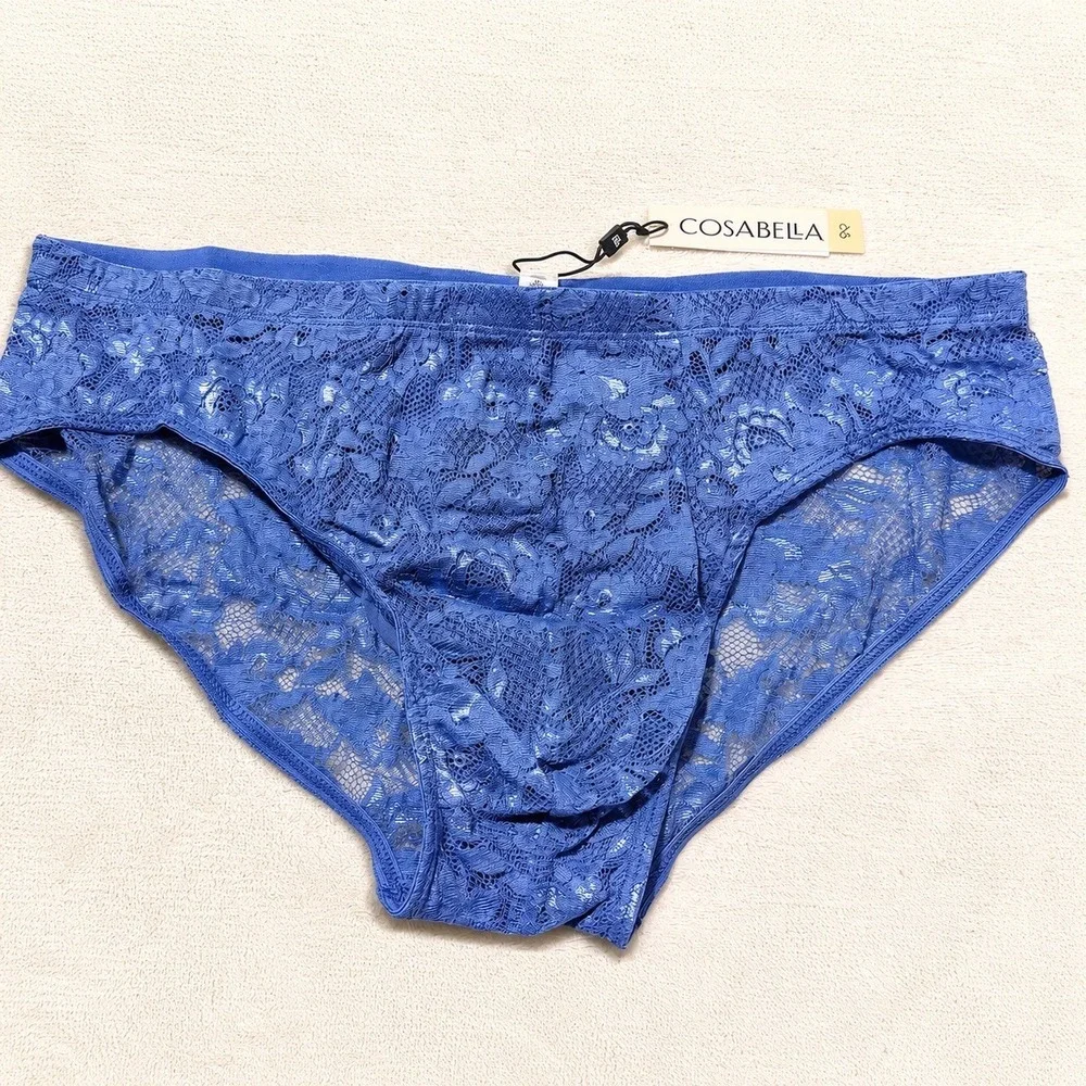 COSABELLA Men's Comfort Micro Brief‎ Luzerne Blue Lace Underwear - Size L / NWT
